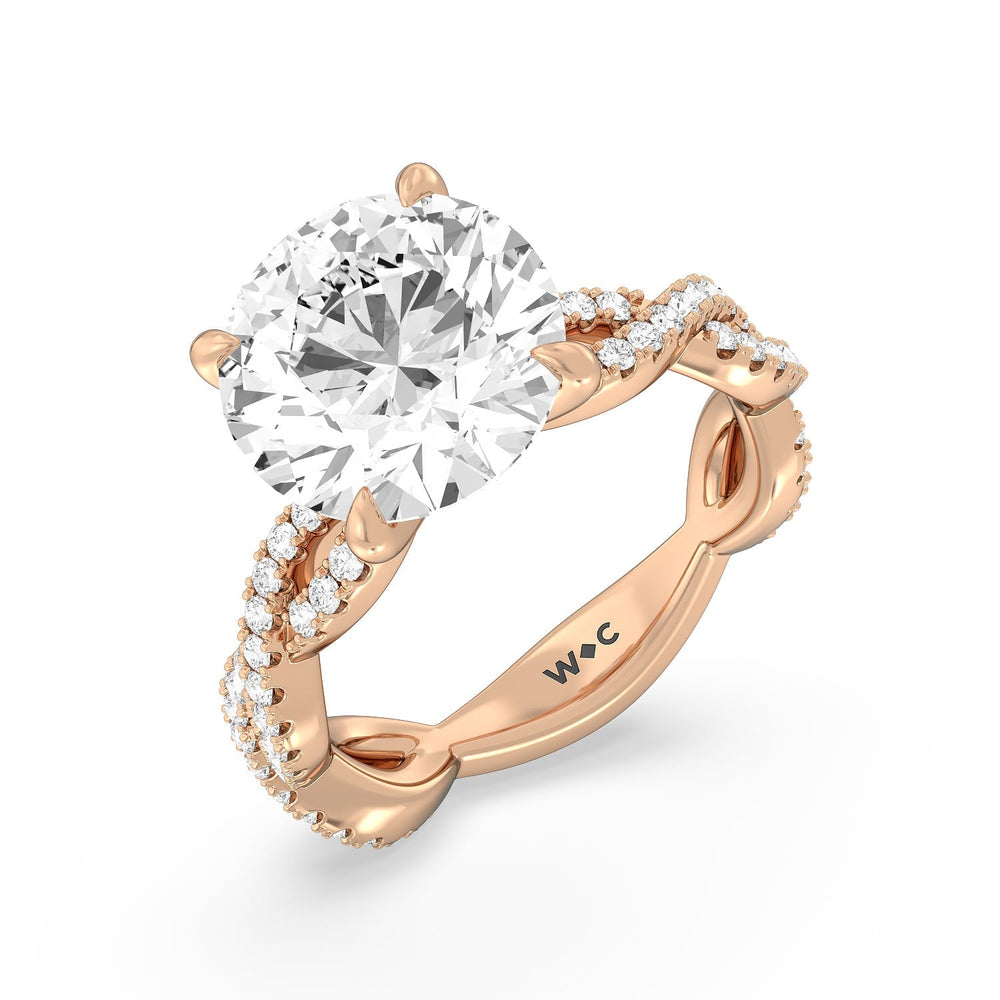 Round Cut Magnificient Twist Ring with Lab Grown Diamond in 14KT Rose Gold view 3
