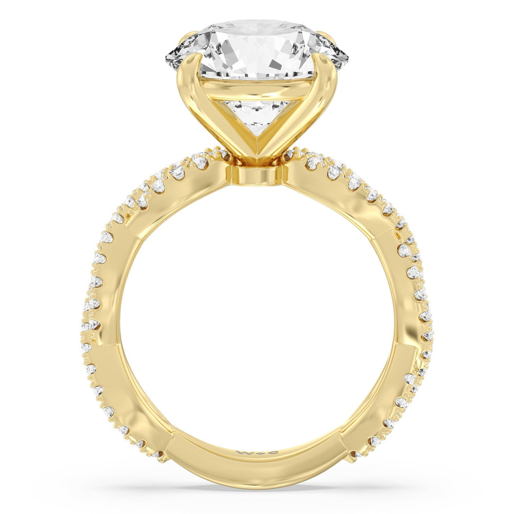 Round Cut Magnificient Twist Ring with Lab Grown Diamond in 14KT Yellow Gold view 2
