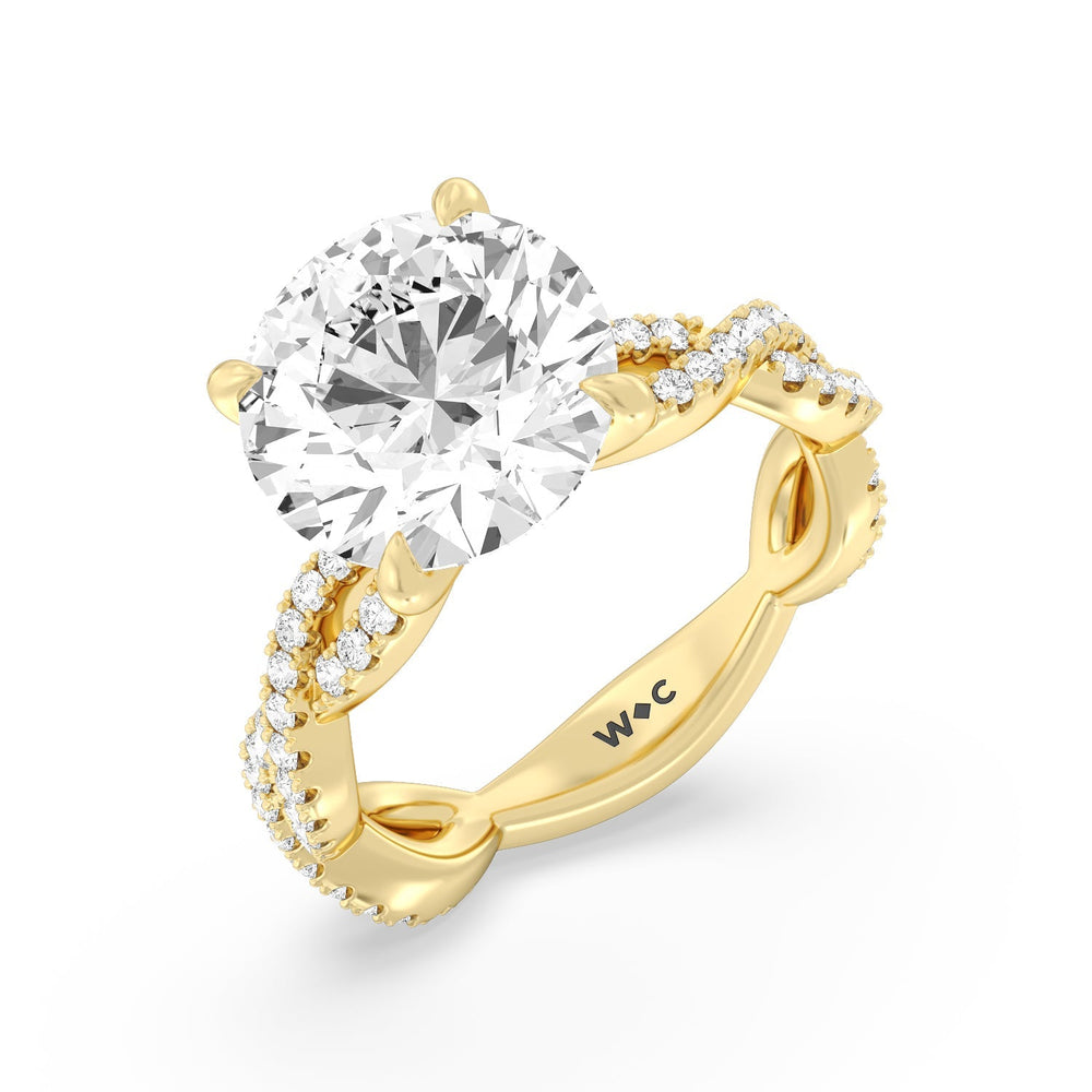 Round Cut Magnificient Twist Ring with Lab Grown Diamond in 14KT Yellow Gold view 3
