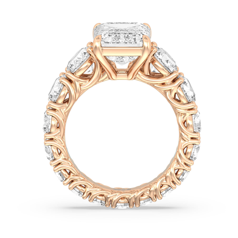The Upper West Side Ring with Emerald Cut Diamond in 14KT Rose Gold view 2
