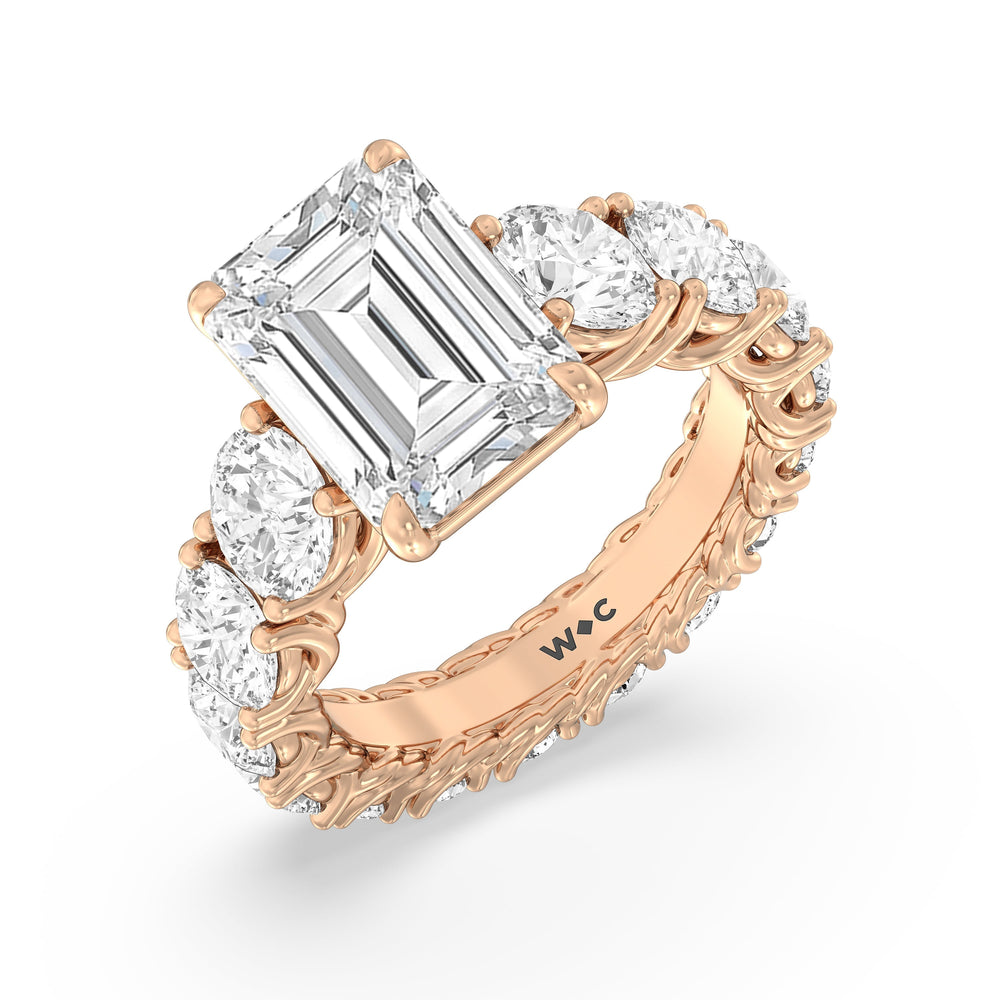 The Upper West Side Ring with Emerald Cut Diamond in 14KT Rose Gold view 3
