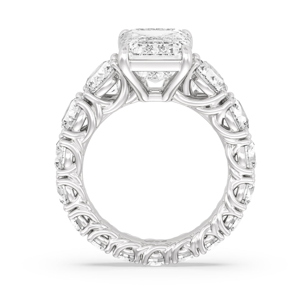 The Upper West Side Ring with Emerald Cut Diamond in 14KT Platinum view 2
