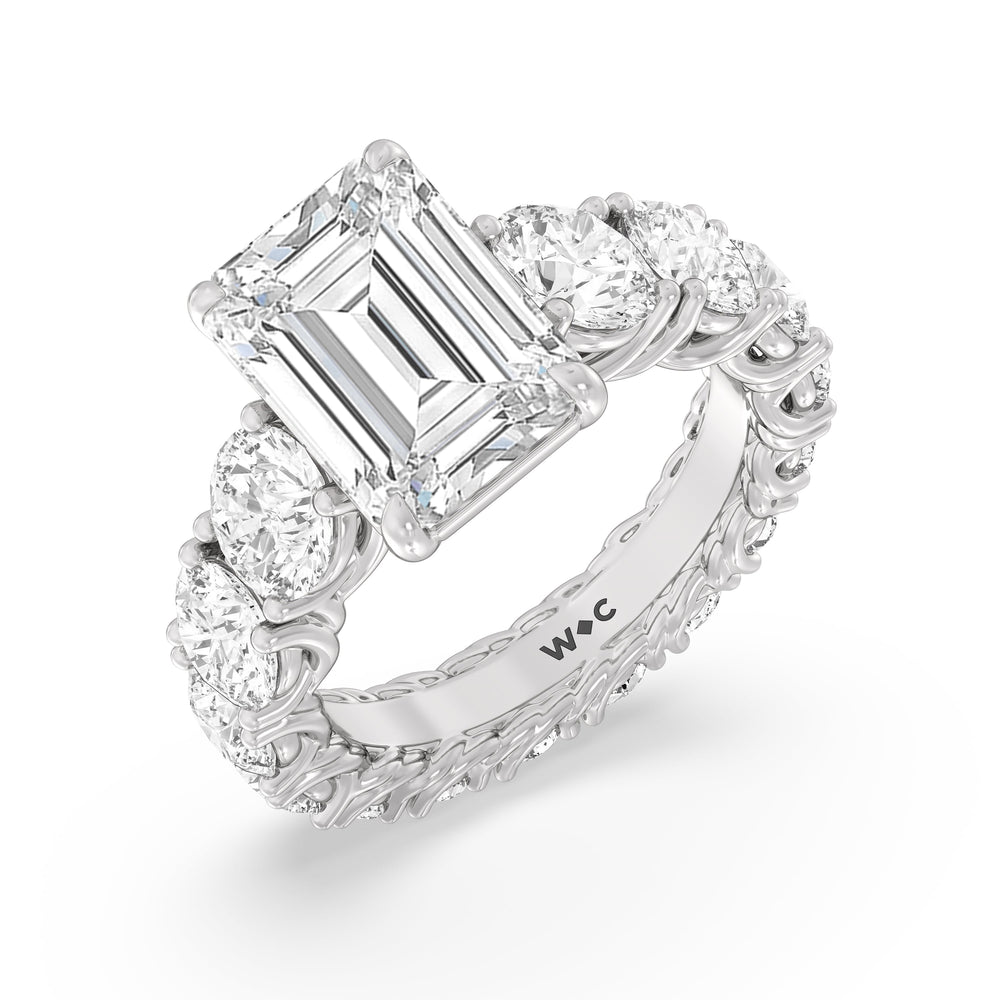 The Upper West Side Ring with Emerald Cut Diamond in 14KT Platinum view 3

