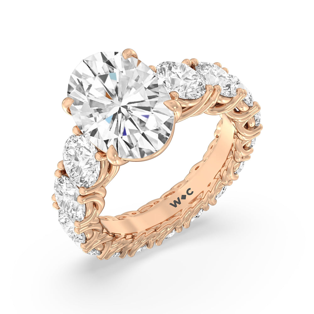 The Upper West Side Ring with Oval Cut Diamond in 14KT Rose Gold view 3

