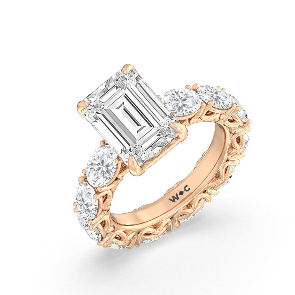 Emerald Cut The NoMad Ring with Lab Grown Diamond in 14KT Rose Gold view 3
