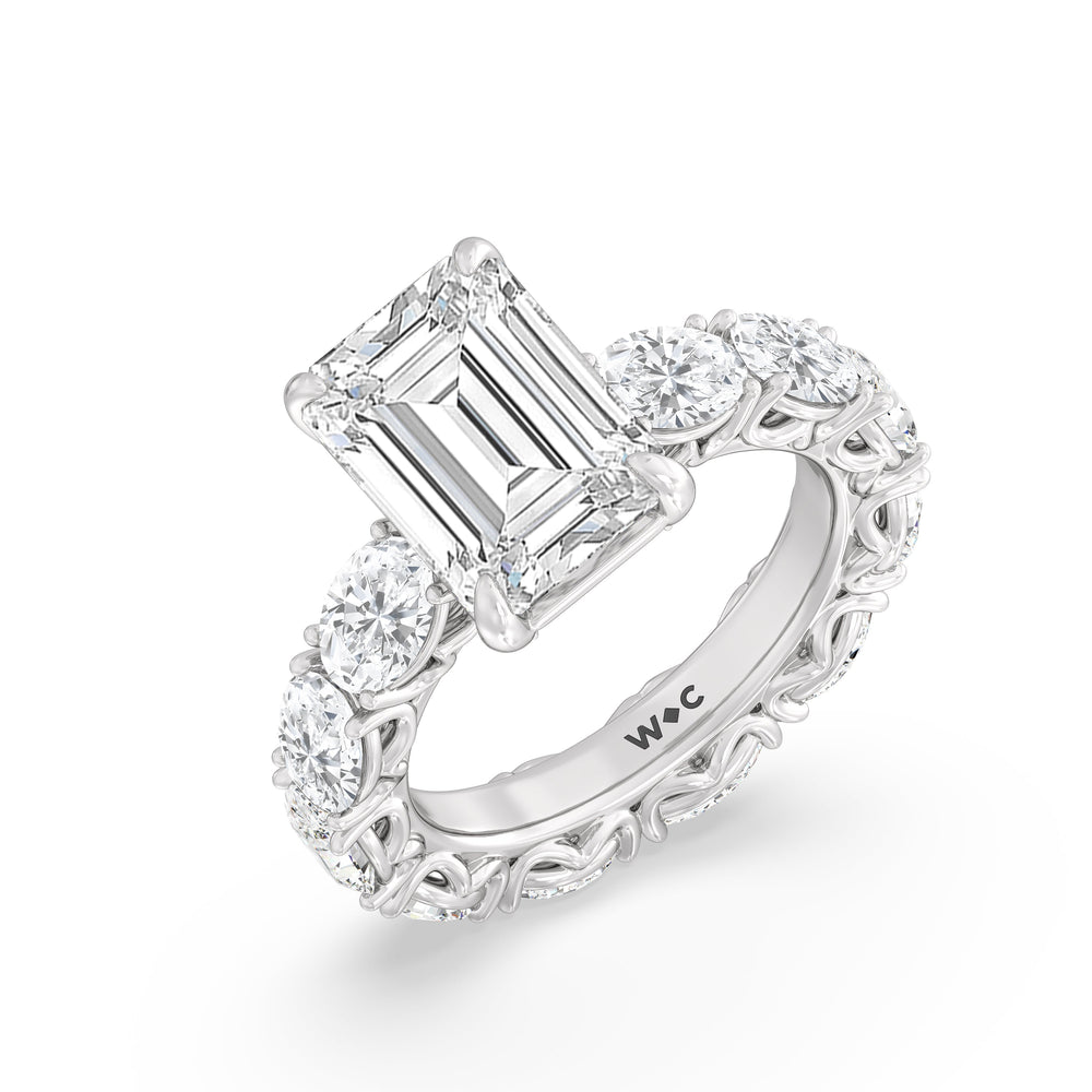 Emerald Cut The NoMad Ring with Lab Grown Diamond in 14KT Platinum view 3
