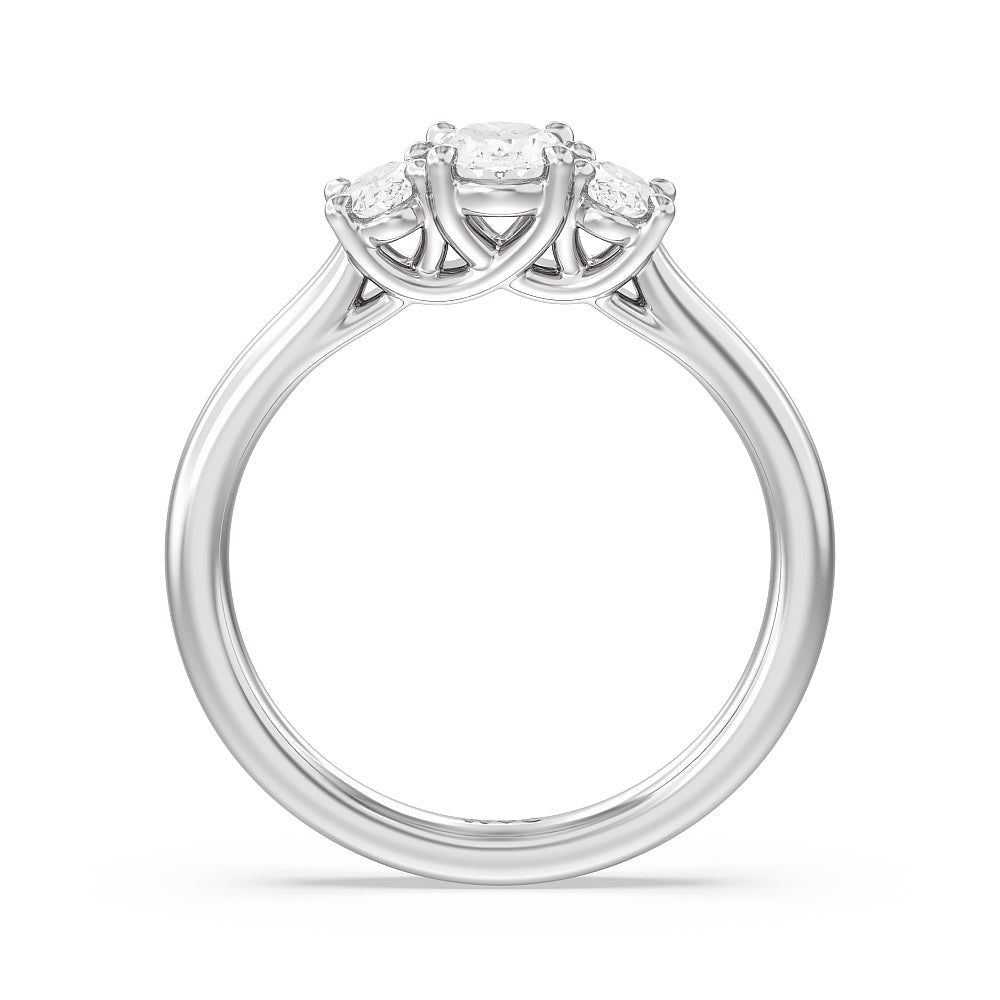 Three Stone Oval Cut Diamond Ring with 18KT White Gold / Lab / 1 Cut Diamond in 14KT White Gold / Lab / 1 view 5
