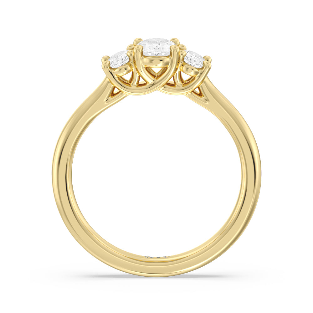 Three Stone Oval Cut Diamond Ring with 18KT Yellow Gold / Lab / 1 Cut Diamond in 14KT Yellow Gold / Lab / 1 view 4
