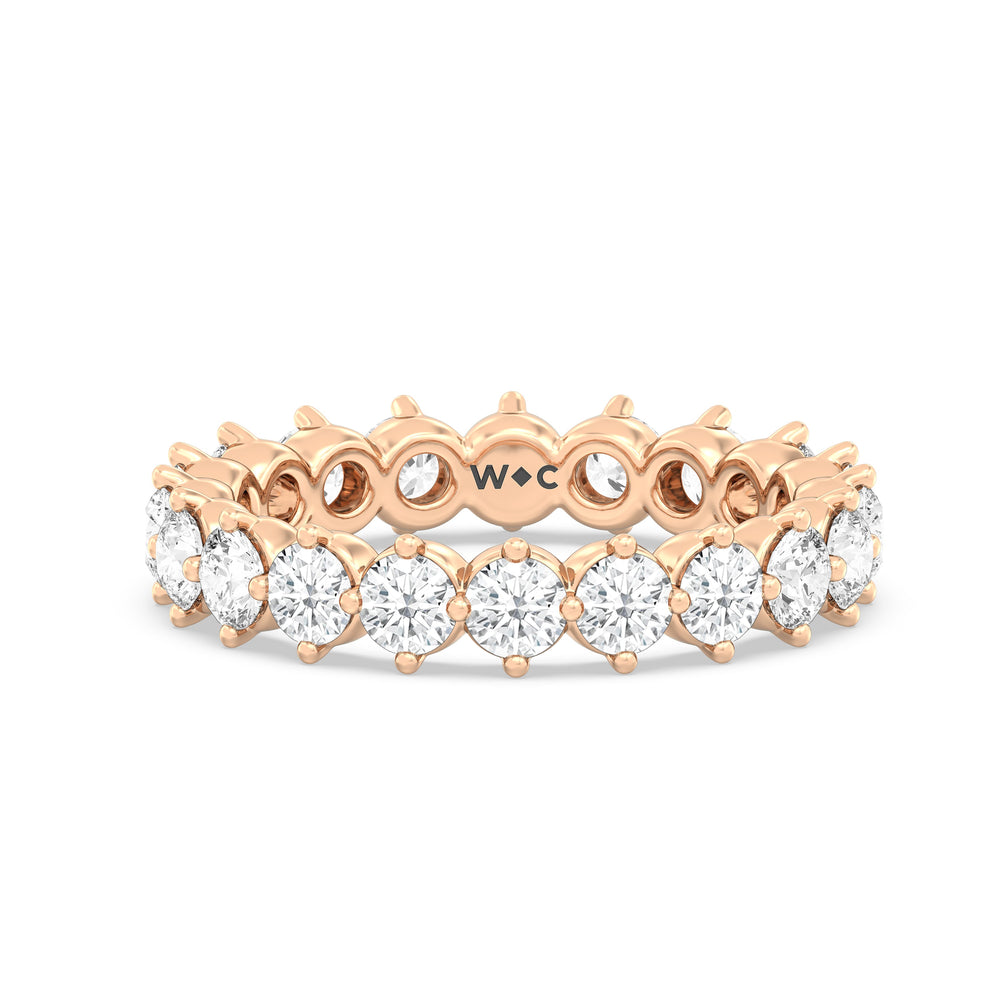 Scalloped Compass Prong Diamond Eternity Ring with 18KT Rose Gold / Lab / 2 1/5 Cut Diamond in 14KT Rose Gold / Lab / 2 1/5 view 1
