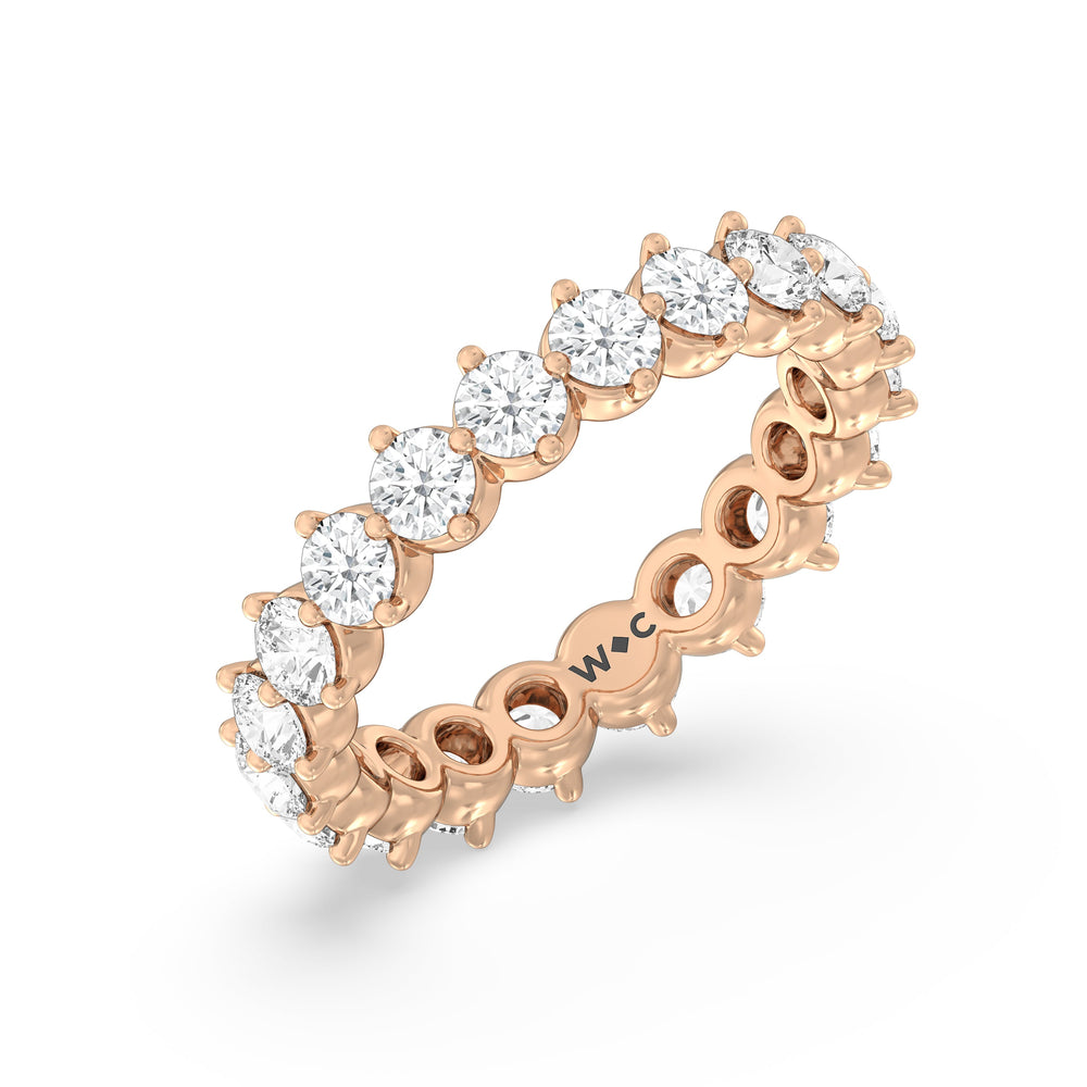 Scalloped Compass Prong Diamond Eternity Ring with 18KT Rose Gold / Lab / 2 1/5 Cut Diamond in 14KT Rose Gold / Lab / 2 1/5 view 3
