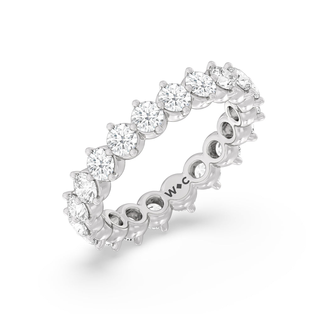 Scalloped Compass Prong Diamond Eternity Ring with 18KT White Gold / Lab / 2 1/5 Cut Diamond in 14KT White Gold / Lab / 2 1/5 view 3
