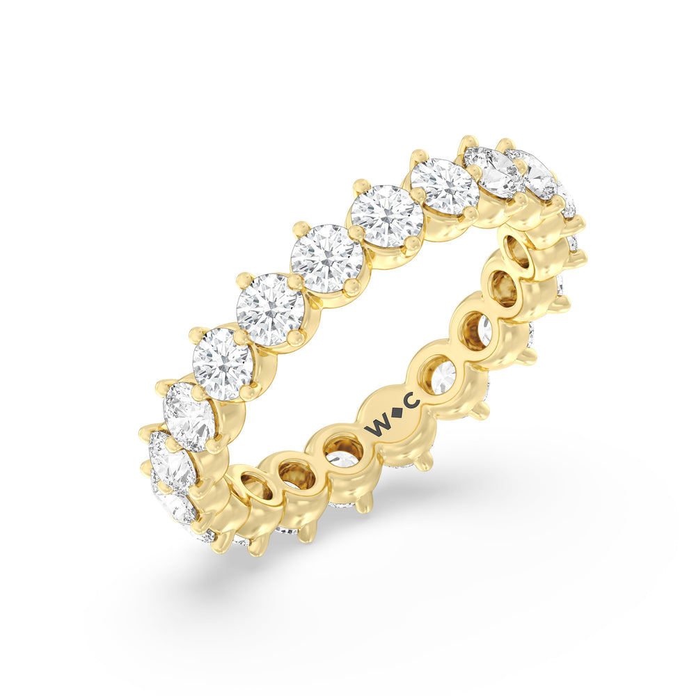 Scalloped Compass Prong Diamond Eternity Ring with 18KT Yellow Gold / Lab / 2 1/5 Cut Diamond in 14KT Yellow Gold / Lab / 2 1/5 view 3
