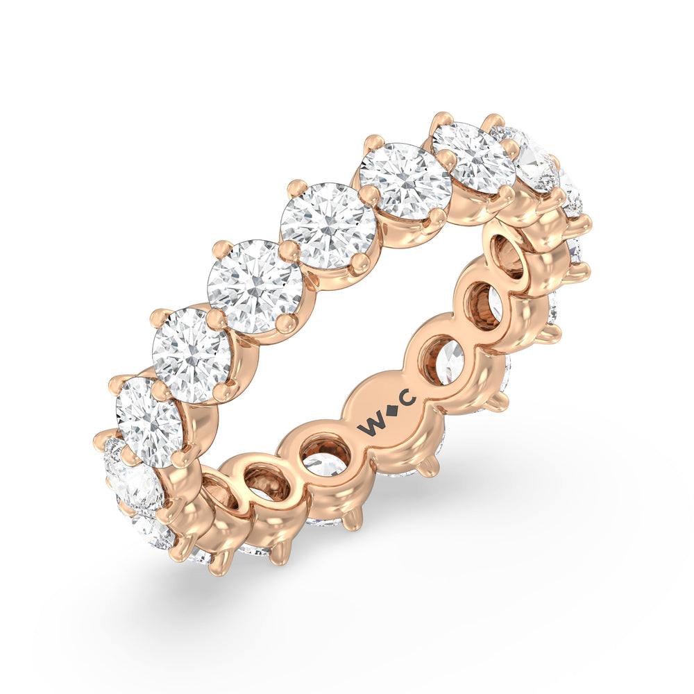 Scalloped Compass Prong Diamond Eternity Ring with 18KT Rose Gold / Lab / 3 1/5 Cut Diamond in 14KT Rose Gold / Lab / 3 1/5 view 3
