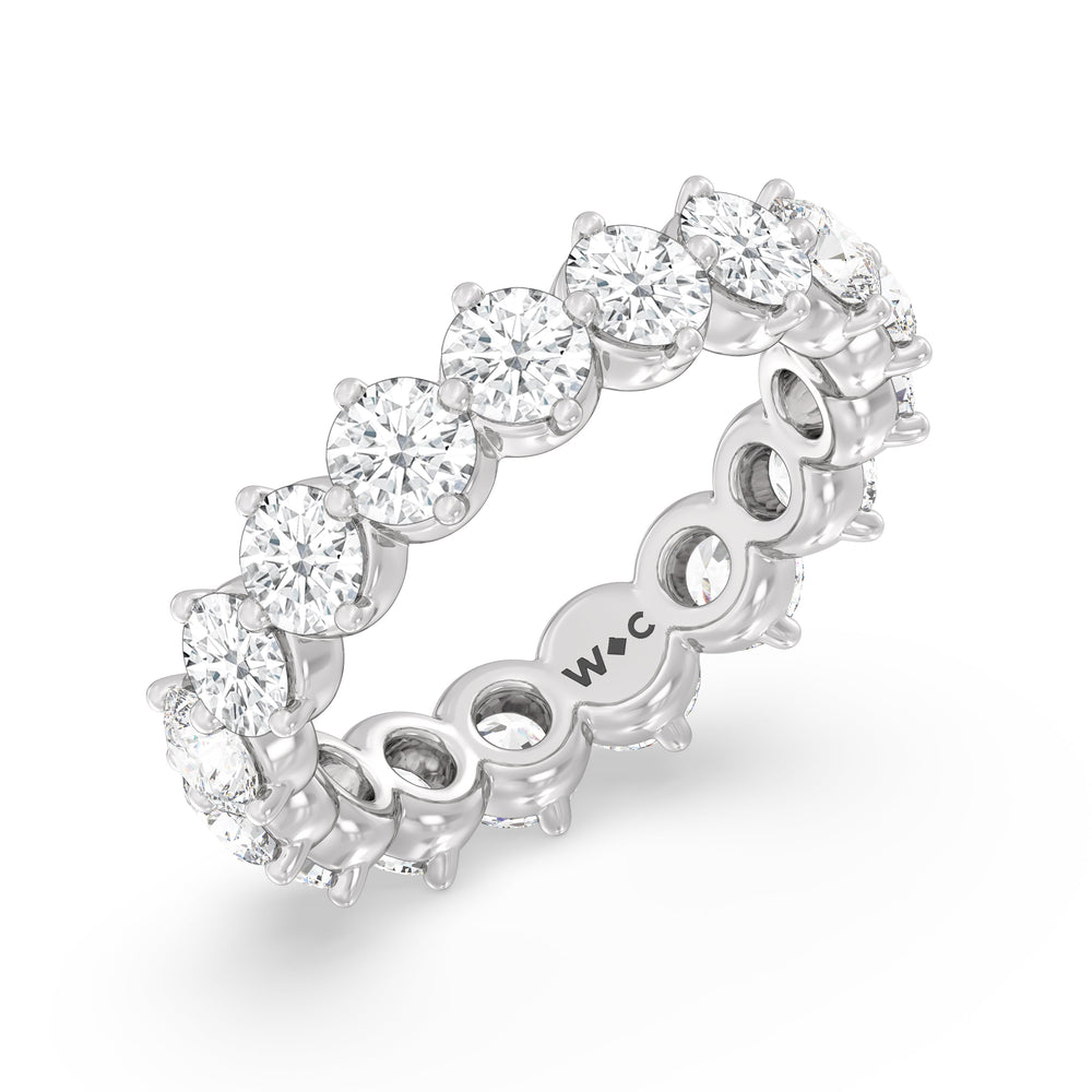 Scalloped Compass Prong Diamond Eternity Ring with 18KT White Gold / Lab / 3 1/5 Cut Diamond in 14KT White Gold / Lab / 3 1/5 view 3
