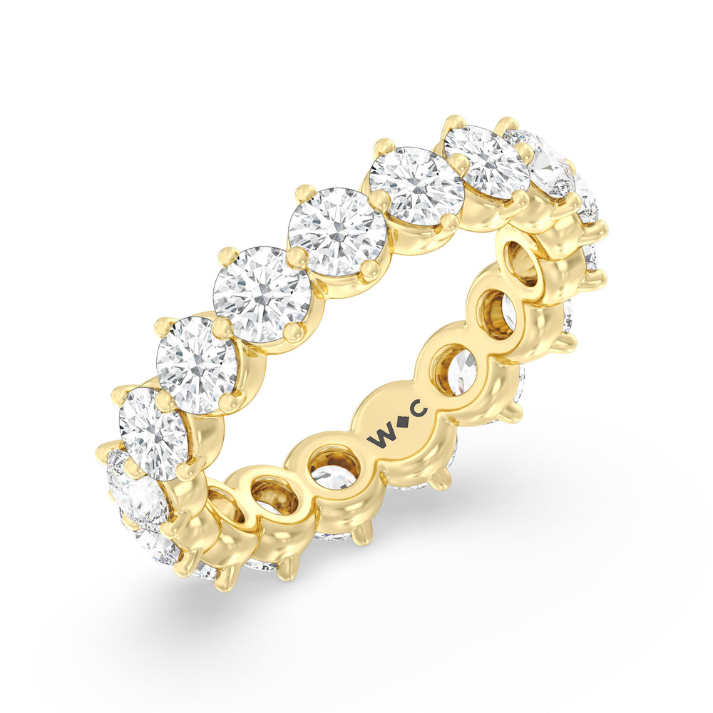 Scalloped Compass Prong Diamond Eternity Ring with 18KT Yellow Gold / Lab / 3 1/5 Cut Diamond in 14KT Yellow Gold / Lab / 3 1/5 view 3

