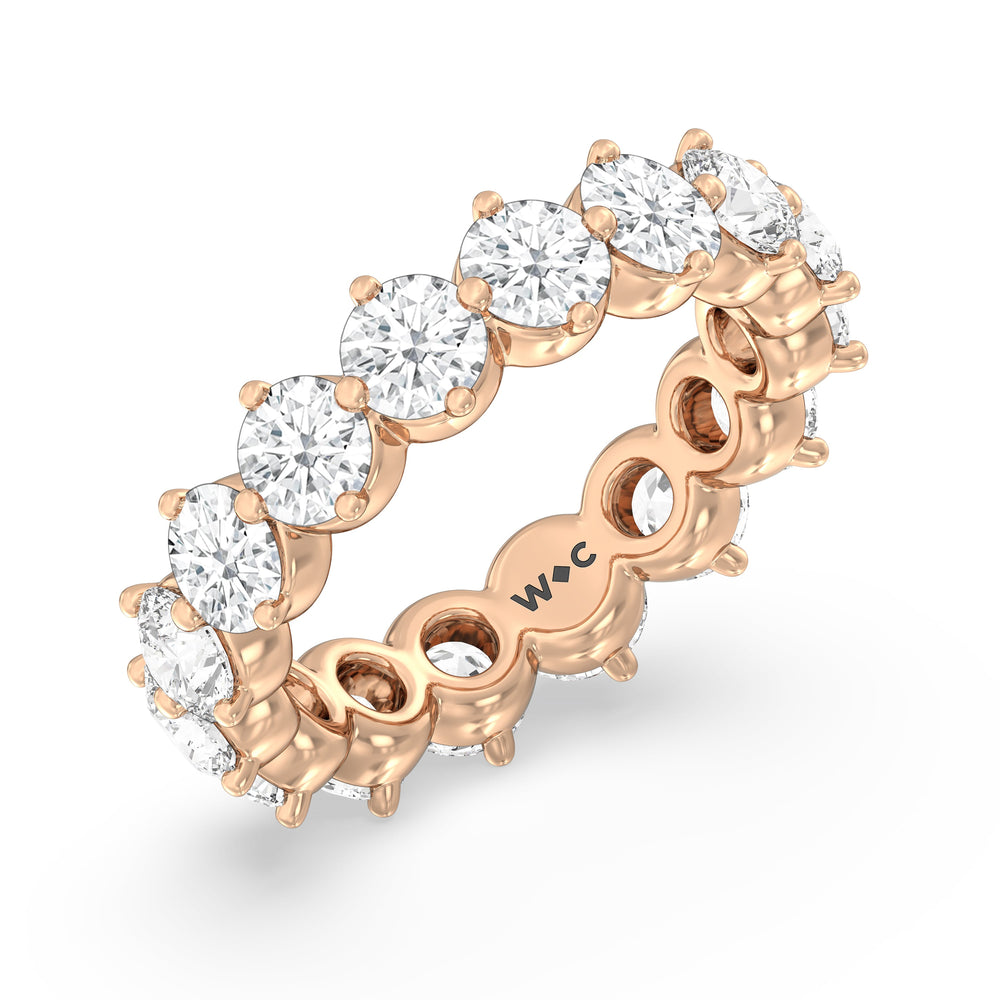 Scalloped Compass Prong Diamond Eternity Ring with 18KT Rose Gold / Lab / 3 1/2 Cut Diamond in 14KT Rose Gold / Lab / 3 1/2 view 3
