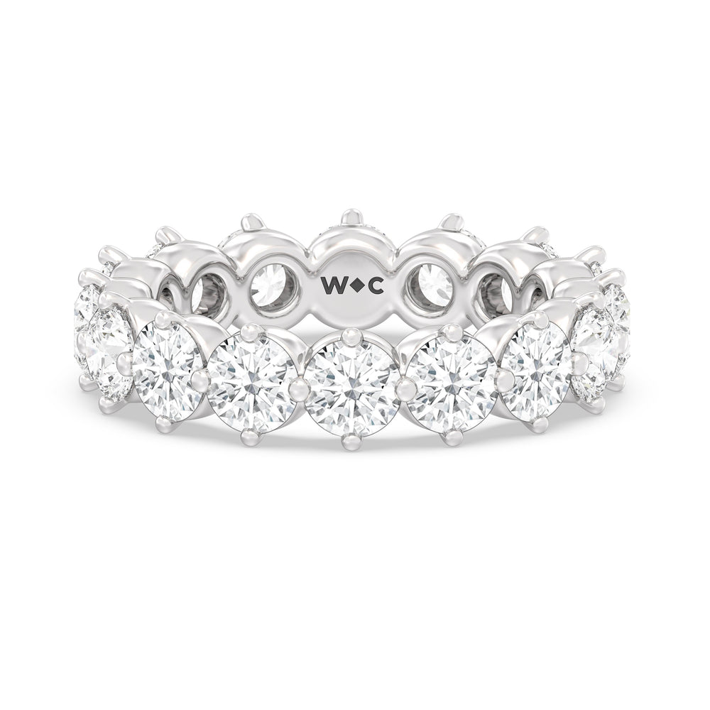Scalloped Compass Prong Diamond Eternity Ring with 18KT White Gold / Lab / 3 1/2 Cut Diamond in 14KT White Gold / Lab / 3 1/2 view 1
