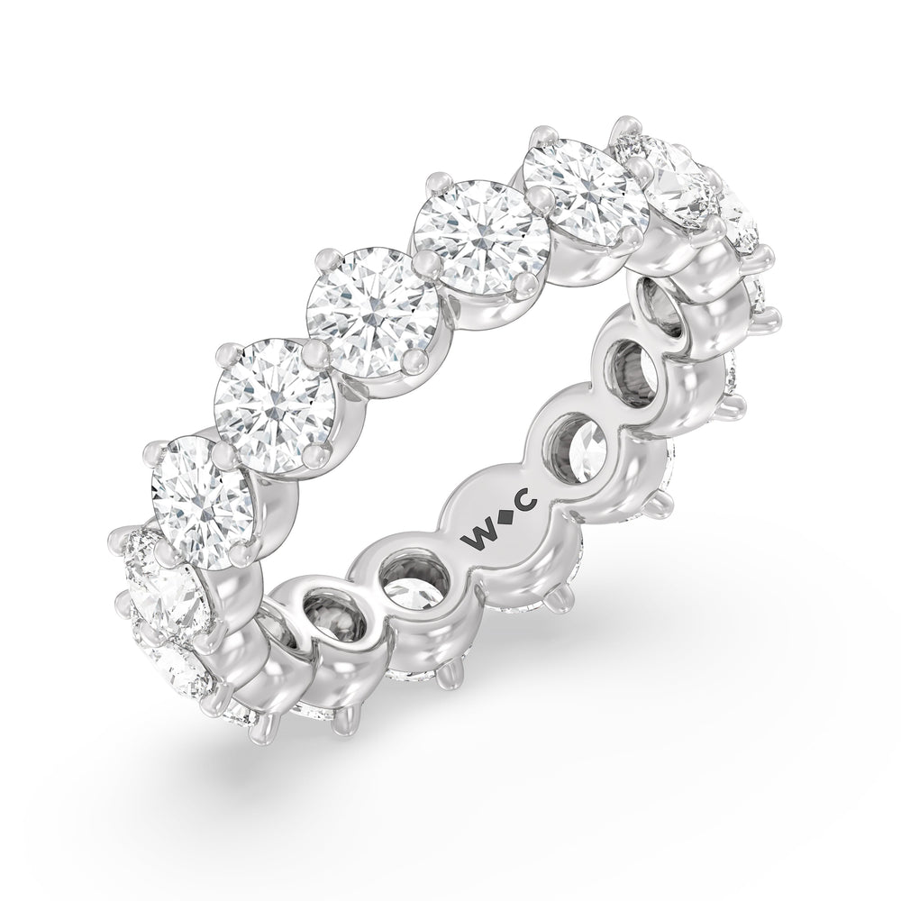Scalloped Compass Prong Diamond Eternity Ring with 18KT White Gold / Lab / 3 1/2 Cut Diamond in 14KT White Gold / Lab / 3 1/2 view 3
