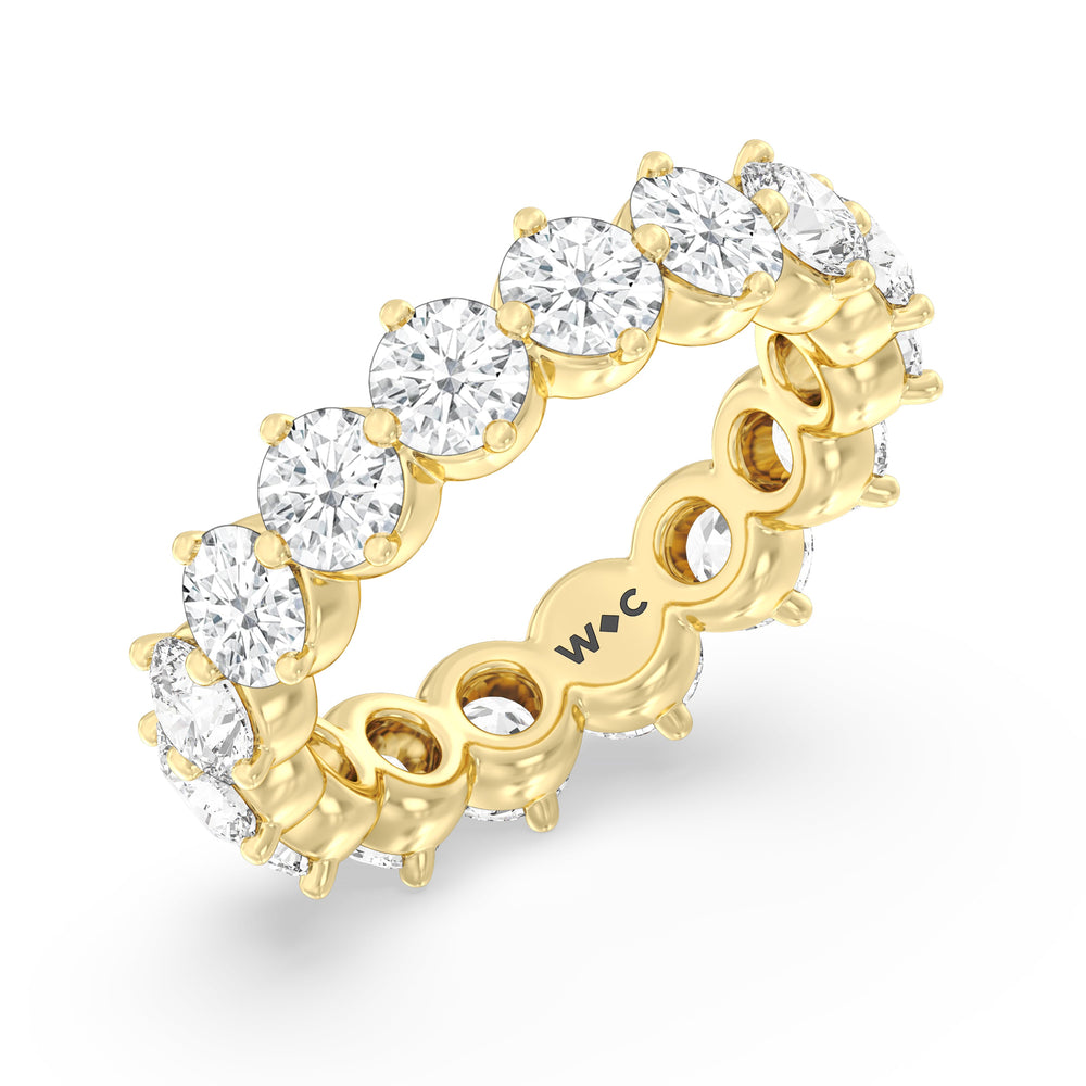 Scalloped Compass Prong Diamond Eternity Ring with 18KT Yellow Gold / Lab / 3 1/2 Cut Diamond in 14KT Yellow Gold / Lab / 3 1/2 view 3

