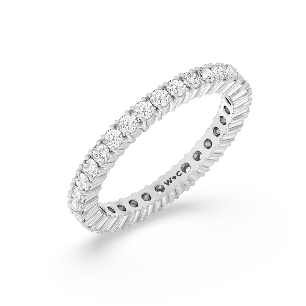 Classic Shared Prong Diamond Eternity Ring with 18KT White Gold / Lab / 1 Cut Diamond in 14KT White Gold / Lab / 1 view 3
