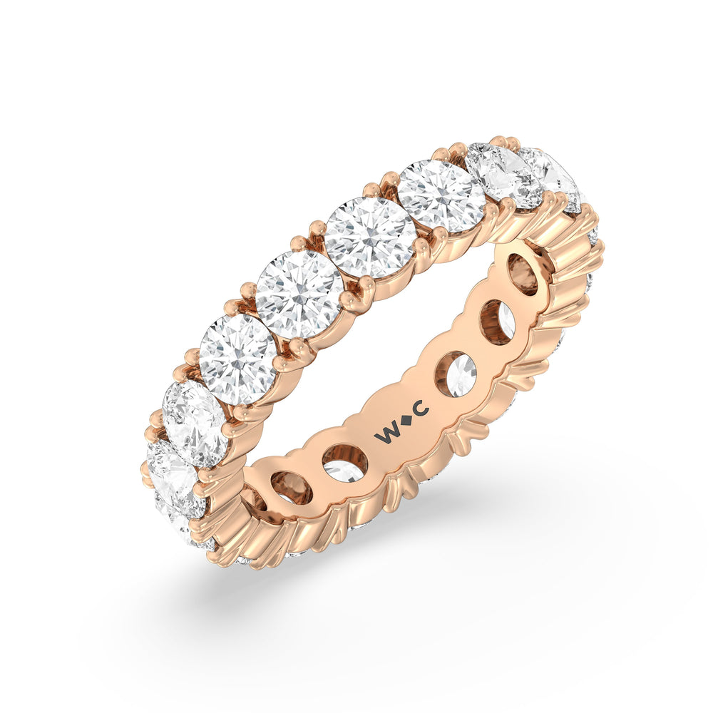 Classic Shared Prong Diamond Eternity Ring with 18KT Rose Gold / Lab / 4 1/4 Cut Diamond in 14KT Rose Gold / Lab / 4 1/4 view 3
