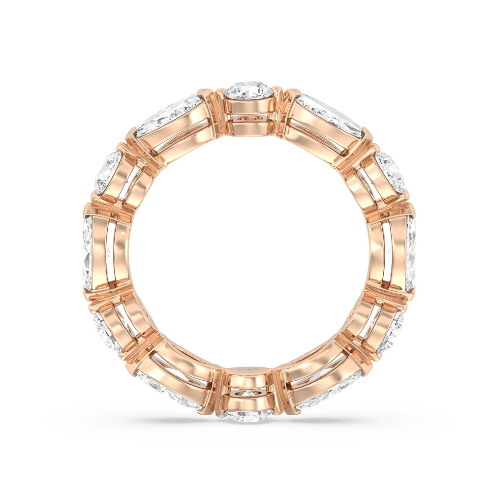 East-West Marquise and Round Eternity Ring with 18KT Rose Gold / Lab / 2 1/3 Cut Diamond in 14KT Rose Gold / Lab / 2 1/3 view 2
