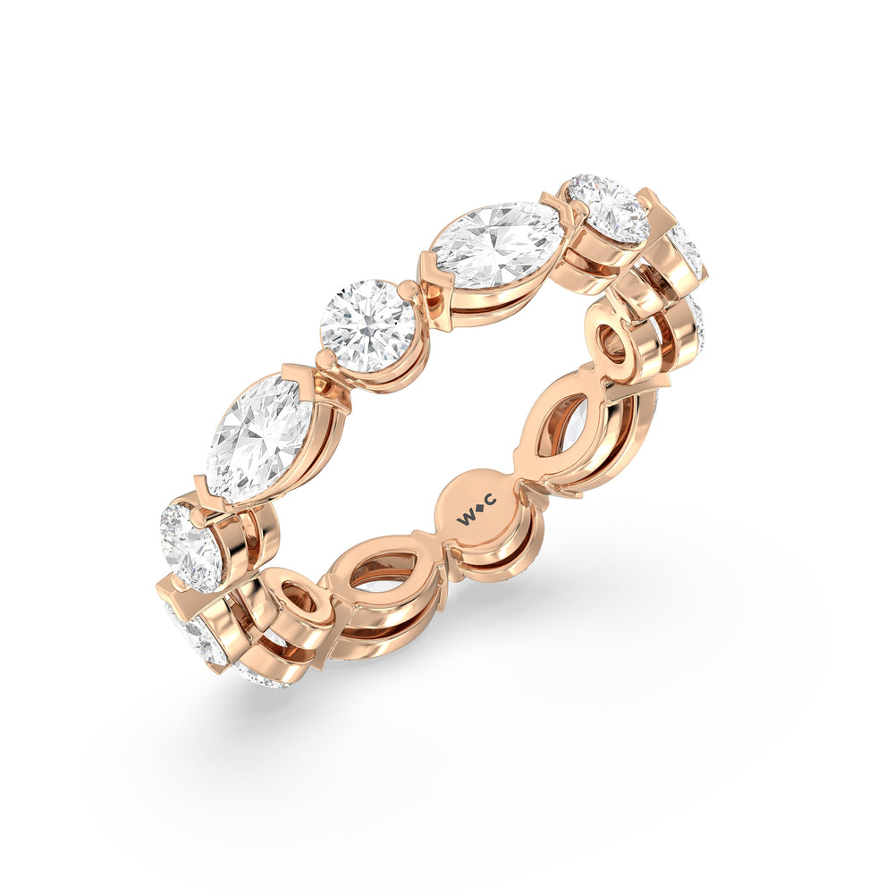 East-West Marquise and Round Eternity Ring with 18KT Rose Gold / Lab / 2 1/3 Cut Diamond in 14KT Rose Gold / Lab / 2 1/3 view 3
