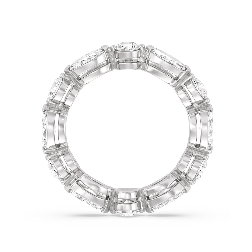East-West Marquise and Round Eternity Ring with 18KT White Gold / Lab / 2 1/3 Cut Diamond in 14KT White Gold / Lab / 2 1/3 view 2
