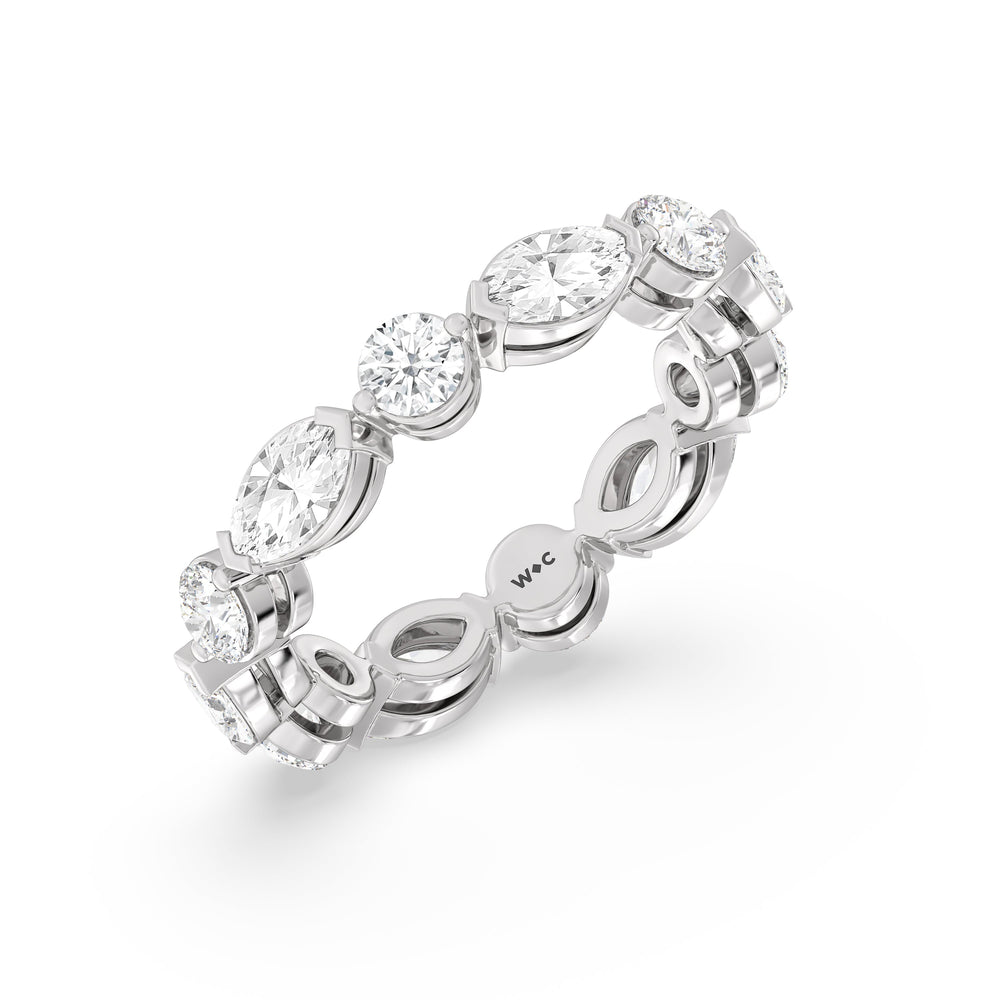 East-West Marquise and Round Eternity Ring with 18KT White Gold / Lab / 2 1/3 Cut Diamond in 14KT White Gold / Lab / 2 1/3 view 3
