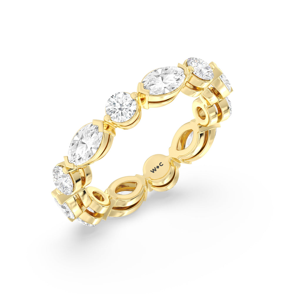 East-West Marquise and Round Eternity Ring with 18KT Yellow Gold / Lab / 2 1/3 Cut Diamond in 14KT Yellow Gold / Lab / 2 1/3 view 3
