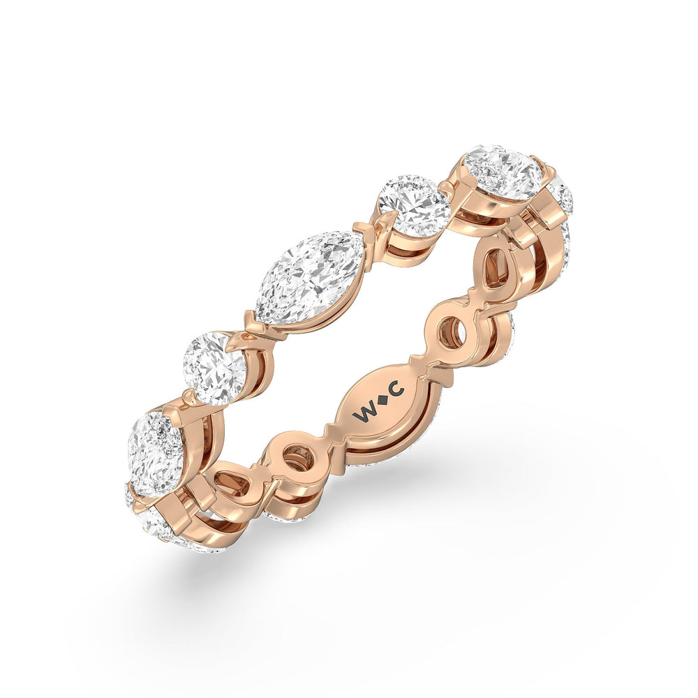 East-West Marquise and Round Eternity Ring with 18KT Rose Gold / Lab / 2 7/8 Cut Diamond in 14KT Rose Gold / Lab / 2 7/8 view 3
