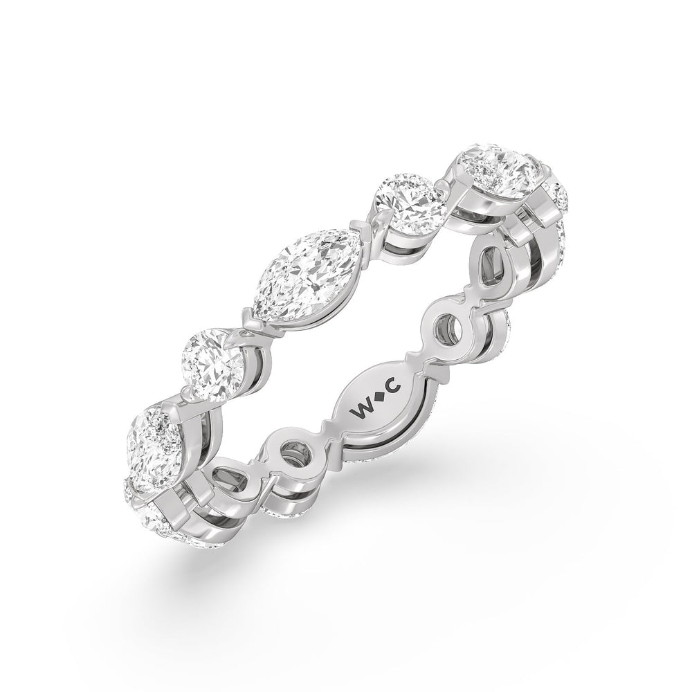 East-West Marquise and Round Eternity Ring with 18KT White Gold / Lab / 2 7/8 Cut Diamond in 14KT White Gold / Lab / 2 7/8 view 3
