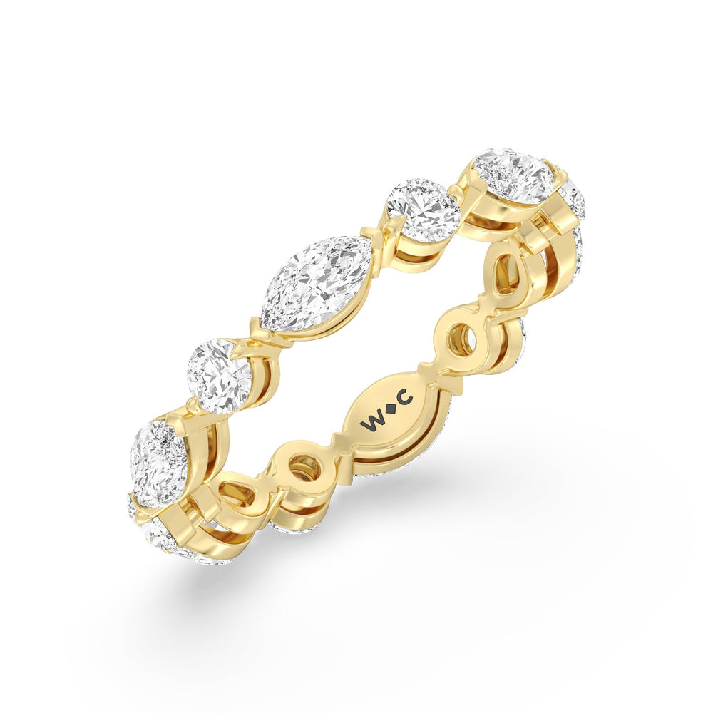 East-West Marquise and Round Eternity Ring with 18KT Yellow Gold / Lab / 2 7/8 Cut Diamond in 14KT Yellow Gold / Lab / 2 7/8 view 3
