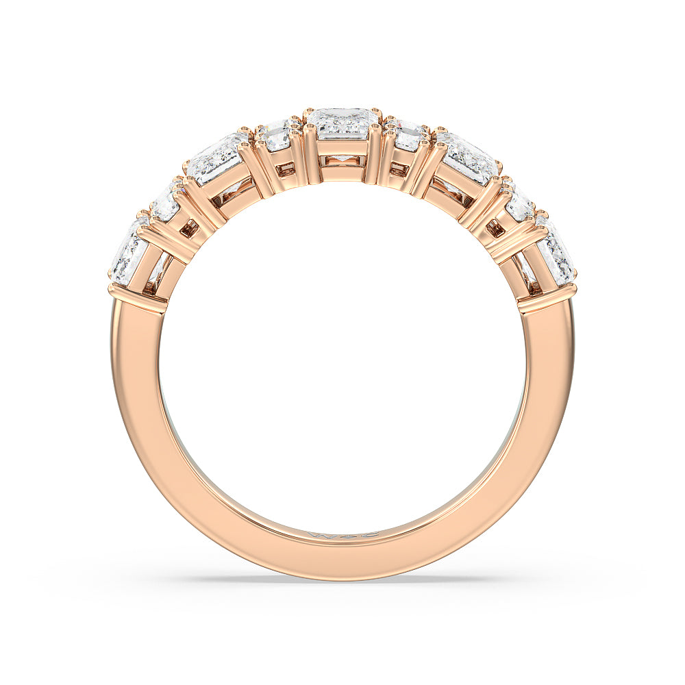 Emerald Station Anniversary Ring with 18KT Rose Gold / Lab / 2 Cut Diamond in 14KT Rose Gold / Lab / 2 view 4
