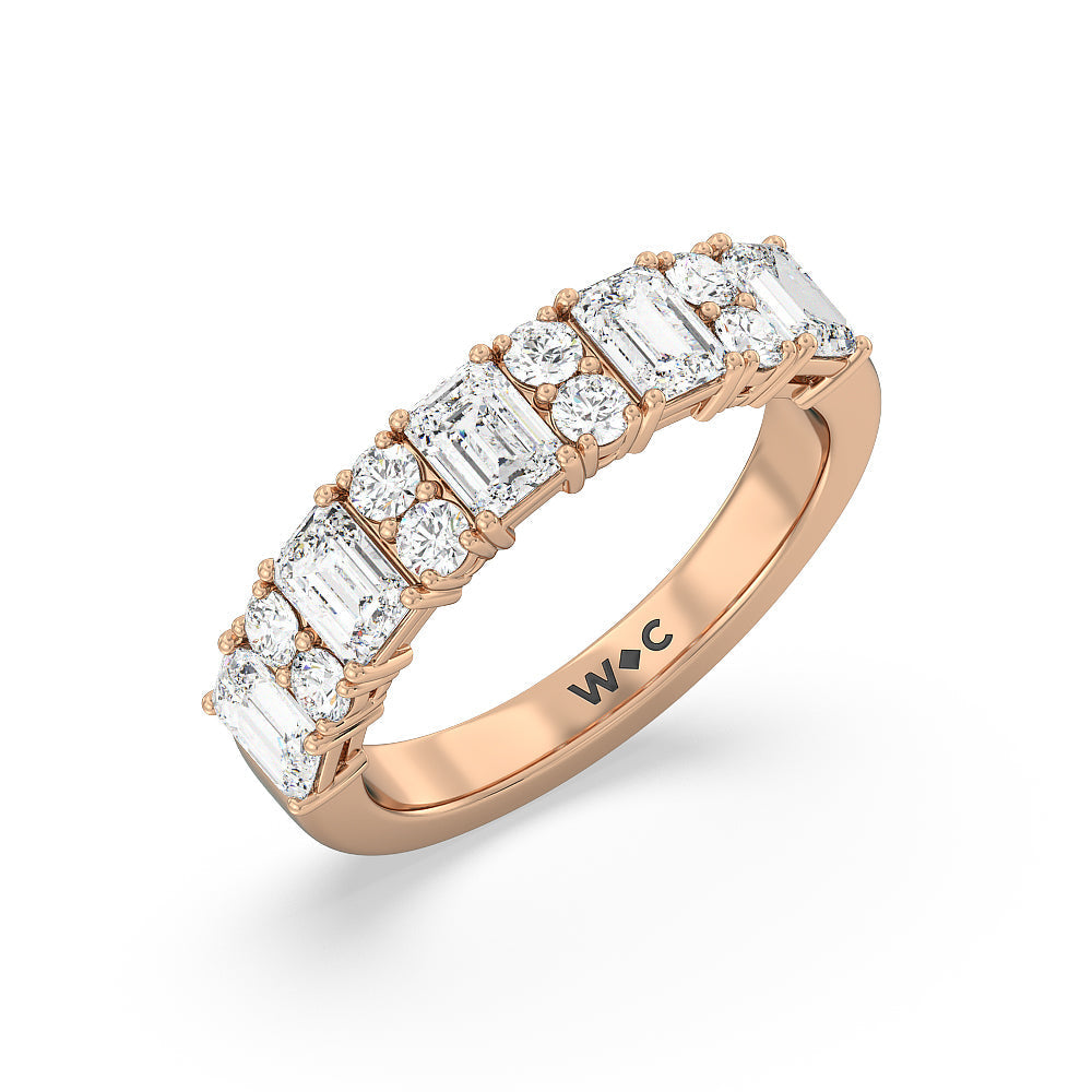 Emerald Station Anniversary Ring with 18KT Rose Gold / Lab / 2 Cut Diamond in 14KT Rose Gold / Lab / 2 view 5
