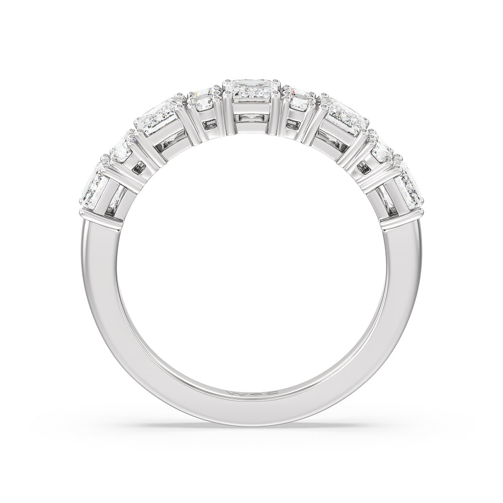 Emerald Station Anniversary Ring with 18KT White Gold / Lab / 2 Cut Diamond in 14KT White Gold / Lab / 2 view 4

