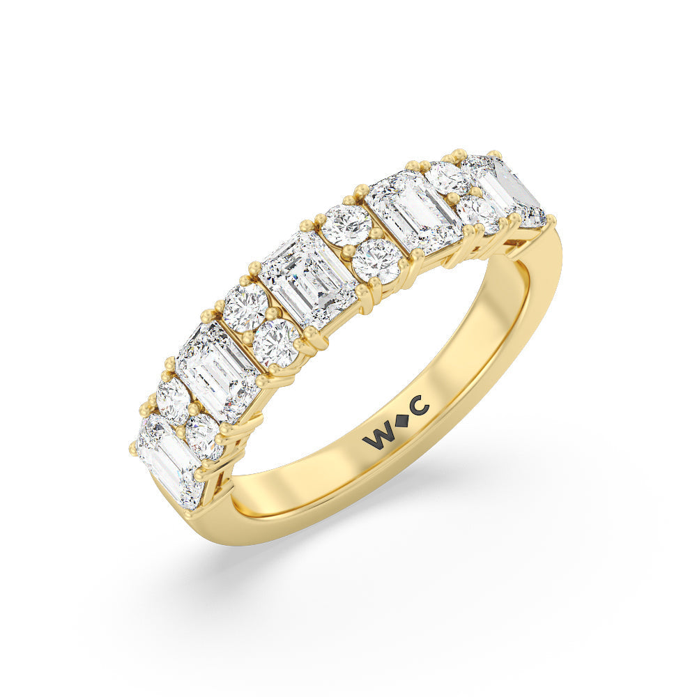 Emerald Station Anniversary Ring with 18KT Yellow Gold / Lab / 2 Cut Diamond in 14KT Yellow Gold / Lab / 2 view 5
