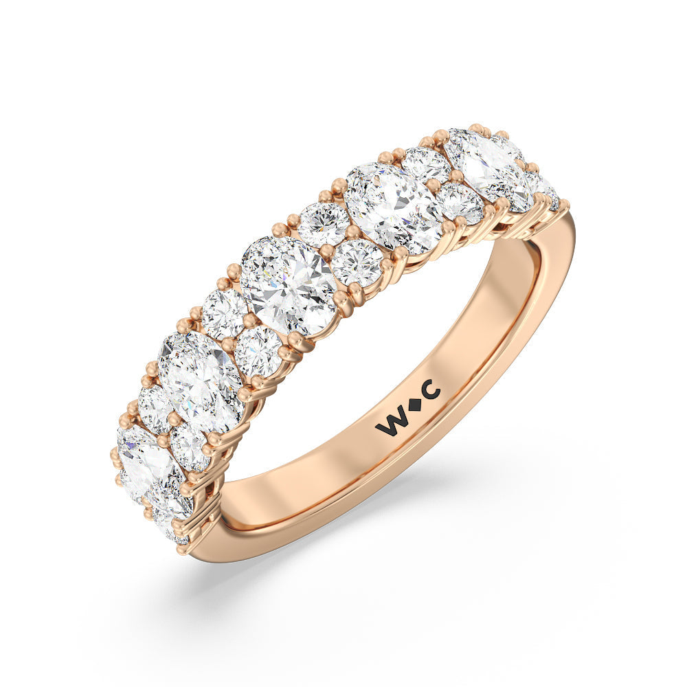 Alternating Oval with Two Round Diamonds Anniversary Band with 18KT Rose Gold / Lab / 1 3/4 Cut Diamond in 14KT Rose Gold / Lab / 1 3/4 view 5
