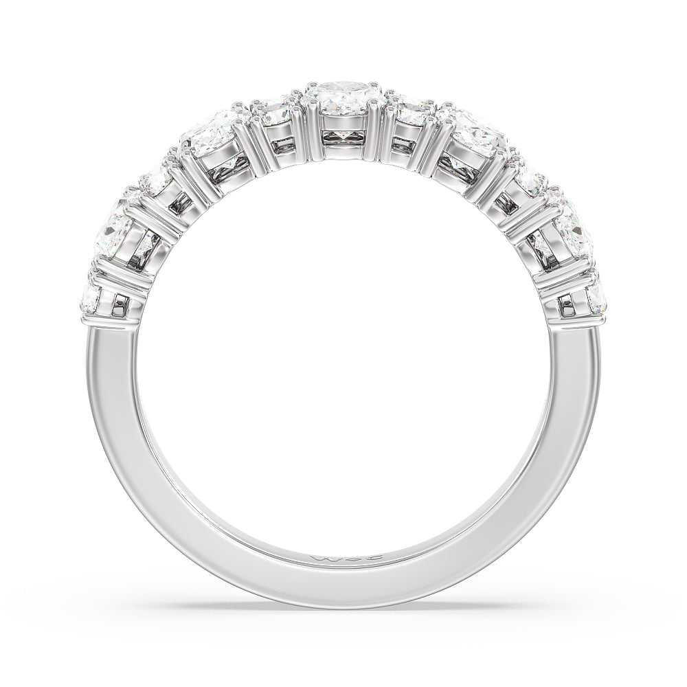 Alternating Oval with Two Round Diamonds Anniversary Band with 18KT White Gold / Lab / 1 3/4 Cut Diamond in 14KT White Gold / Lab / 1 3/4 view 4
