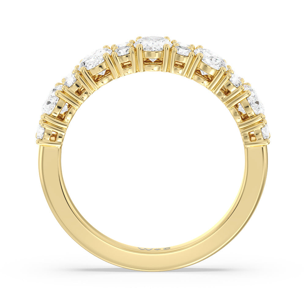 Alternating Oval with Two Round Diamonds Anniversary Band with 18KT Yellow Gold / Lab / 1 3/4 Cut Diamond in 14KT Yellow Gold / Lab / 1 3/4 view 4
