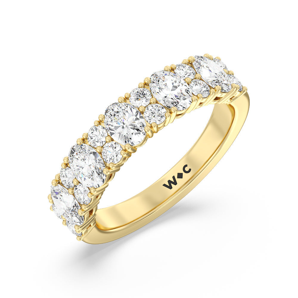 Alternating Oval with Two Round Diamonds Anniversary Band with 18KT Yellow Gold / Lab / 1 3/4 Cut Diamond in 14KT Yellow Gold / Lab / 1 3/4 view 5
