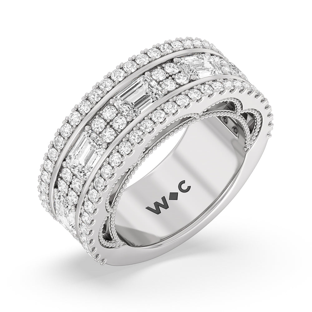 The Beacon Anniversary Ring with 18KT White Gold / Lab / 3 Cut Diamond in 14KT White Gold / Lab / 3 view 3
