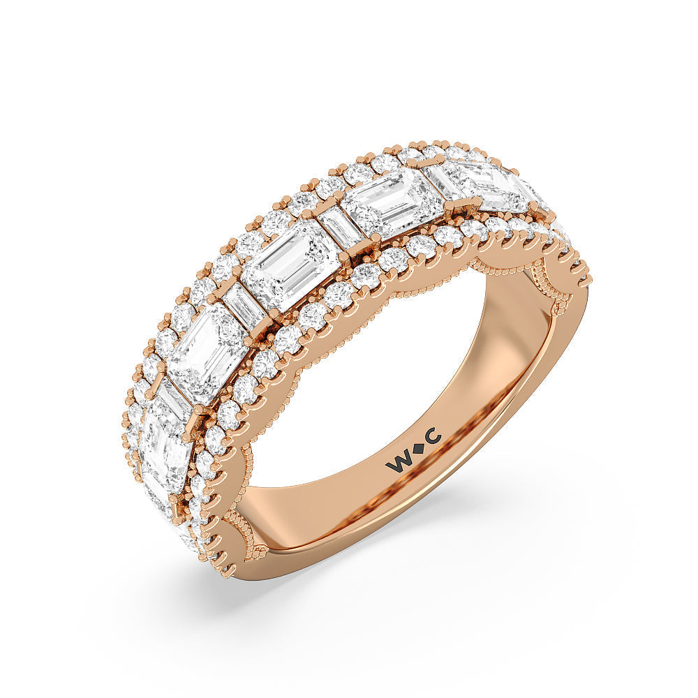 The Hudson Anniversary Ring with 18KT Rose Gold / Lab / 3 Cut Diamond in 14KT Rose Gold / Lab / 3 view 3

