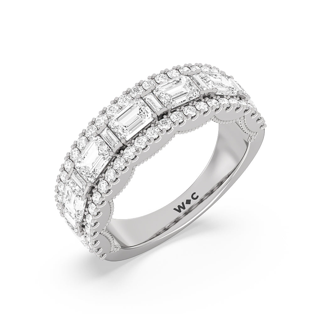 The Hudson Anniversary Ring with 18KT White Gold / Lab / 3 Cut Diamond in 14KT White Gold / Lab / 3 view 3
