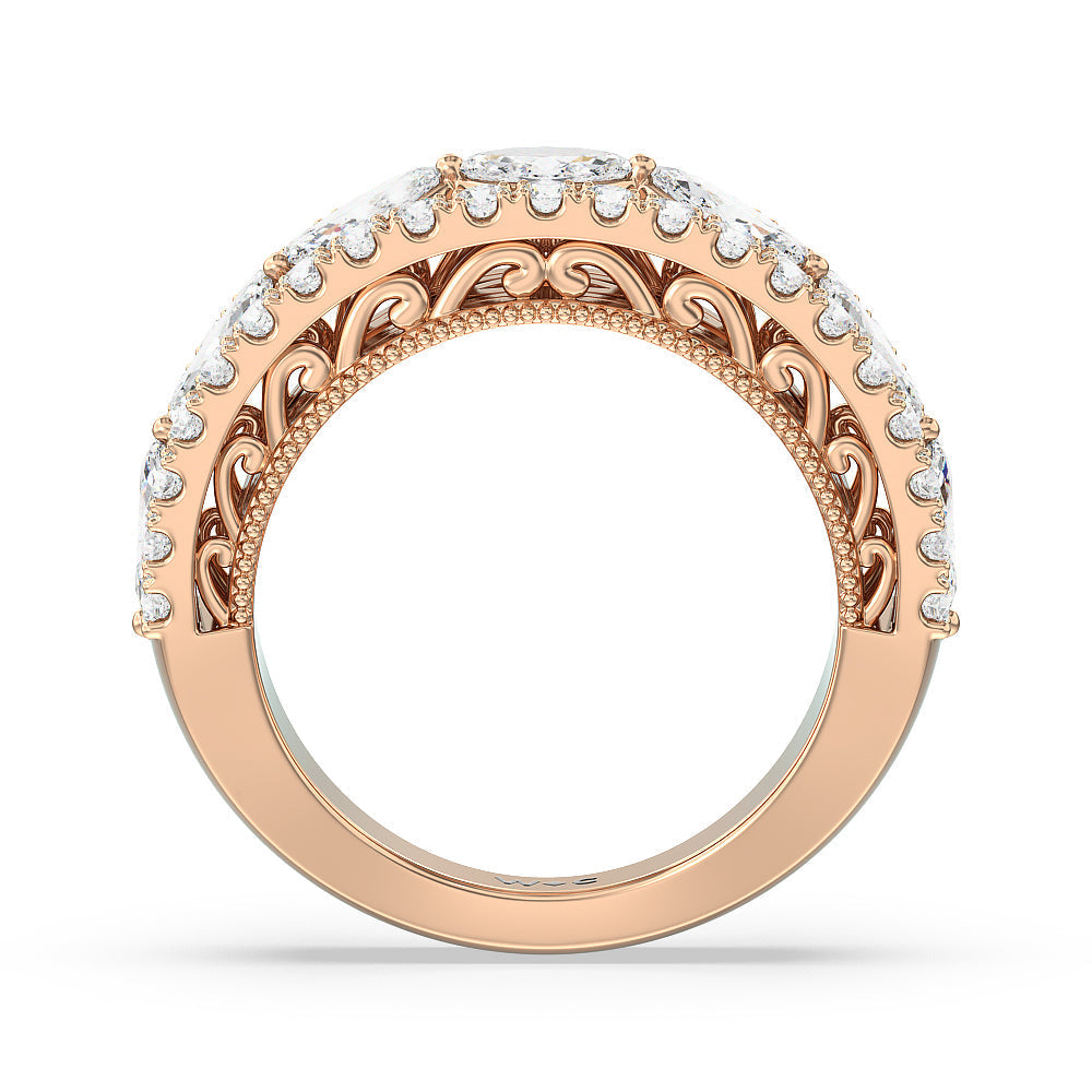 The Flatiron Anniversary Ring with 18KT Rose Gold / Lab / 2 Cut Diamond in 14KT Rose Gold / Lab / 2 view 2
