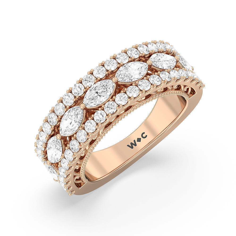 The Flatiron Anniversary Ring with 18KT Rose Gold / Lab / 2 Cut Diamond in 14KT Rose Gold / Lab / 2 view 3
