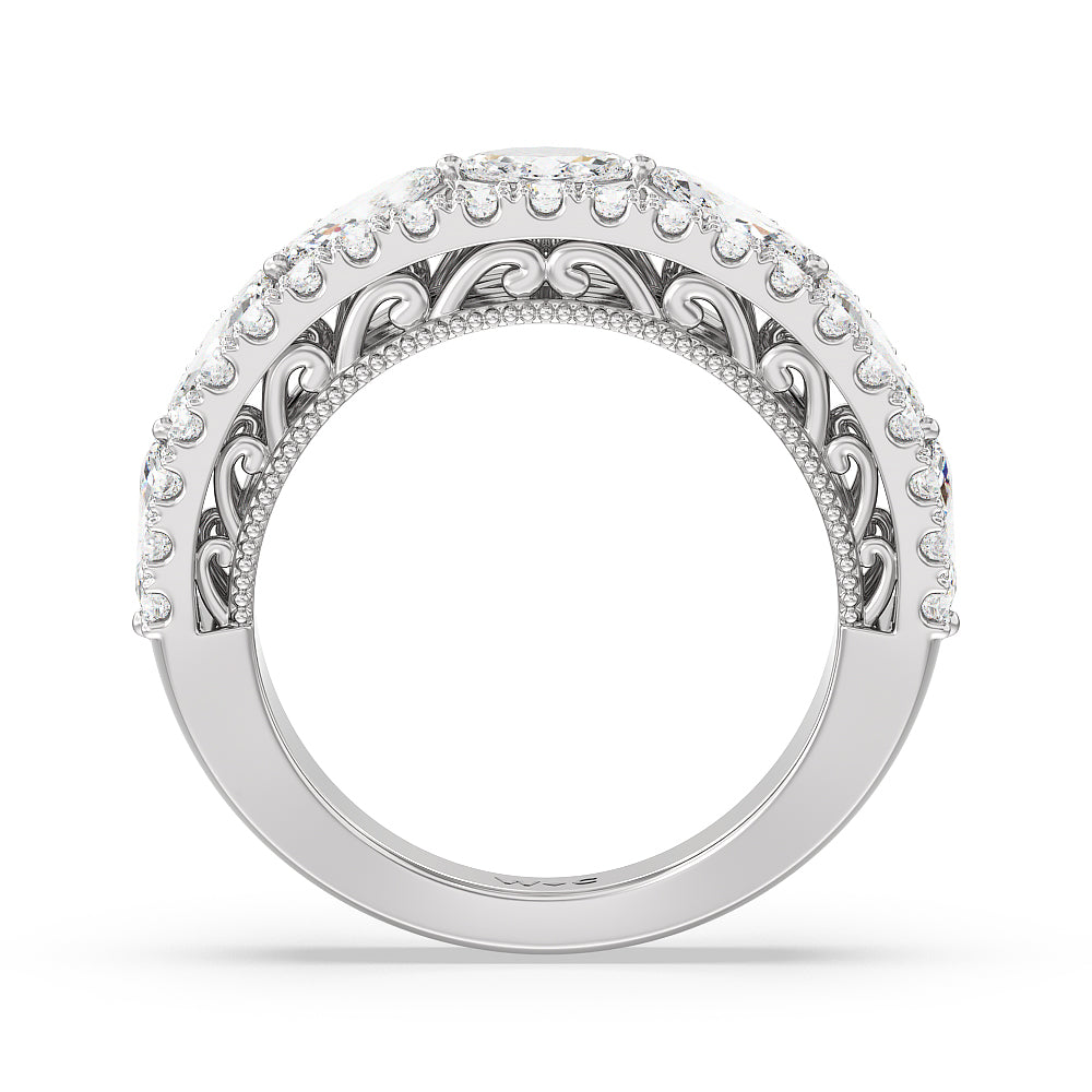 The Flatiron Anniversary Ring with 18KT White Gold / Lab / 2 Cut Diamond in 14KT White Gold / Lab / 2 view 2
