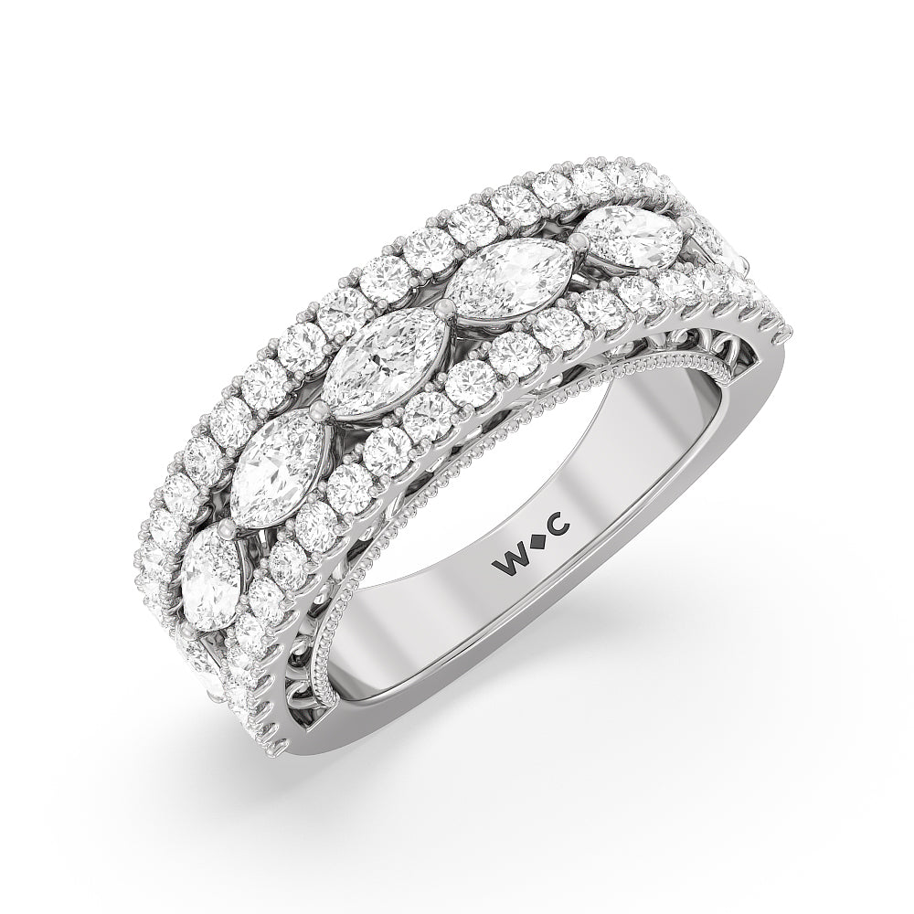 The Flatiron Anniversary Ring with 18KT White Gold / Lab / 2 Cut Diamond in 14KT White Gold / Lab / 2 view 3
