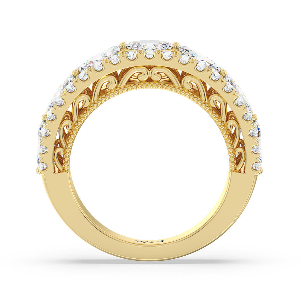 The Flatiron Anniversary Ring with 18KT Yellow Gold / Lab / 2 Cut Diamond in 14KT Yellow Gold / Lab / 2 view 2
