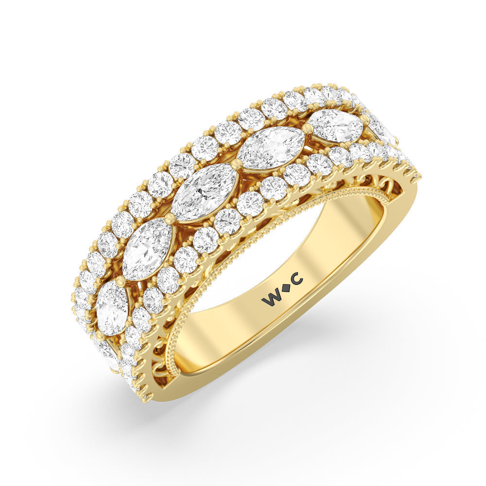 The Flatiron Anniversary Ring with 18KT Yellow Gold / Lab / 2 Cut Diamond in 14KT Yellow Gold / Lab / 2 view 3
